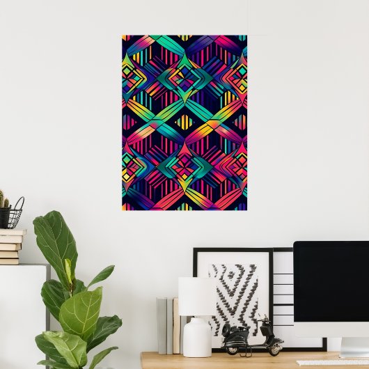 Kleurrijke heldere psychedelische Abstracte muurpr Poster (Thuiskantoor)