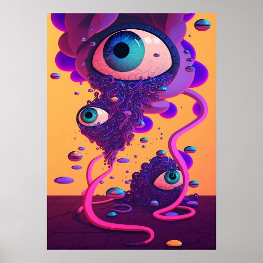 Kleurrijke heldere psychedelische Abstracte muurpr Poster (Voorkant)