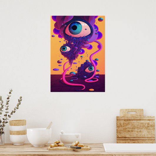 Kleurrijke heldere psychedelische Abstracte muurpr Poster (Keuken)
