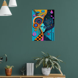 Kleurrijke heldere psychedelische Abstracte muurpr Poster