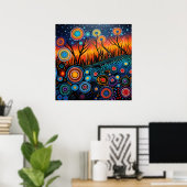 Kleurrijke heldere psychedelische Abstracte muurpr Poster (Thuiskantoor)
