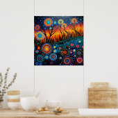 Kleurrijke heldere psychedelische Abstracte muurpr Poster (Keuken)