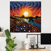 Kleurrijke heldere psychedelische Abstracte muurpr Poster (Thuiskantoor)