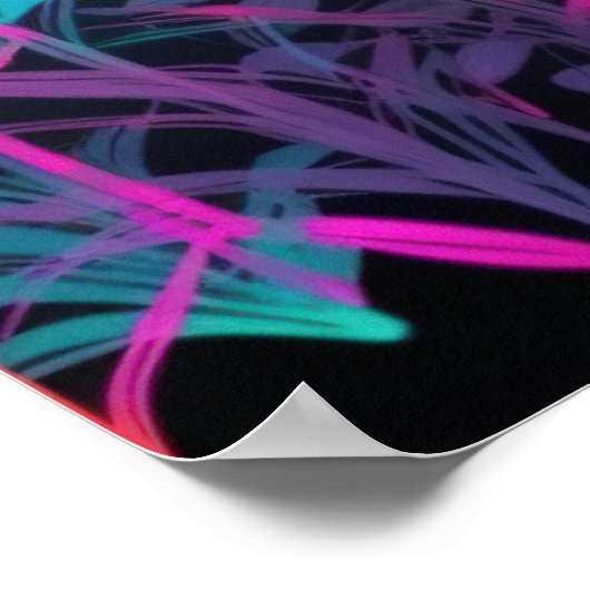 Kleurrijke Heldere Psychedelische Bloemen Abstract Poster (Hoek)