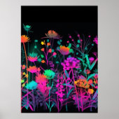 Kleurrijke Heldere Psychedelische Bloemen Abstract Poster (Voorkant)
