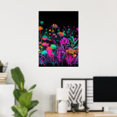 Kleurrijke Heldere Psychedelische Bloemen Abstract Poster (Thuiskantoor)