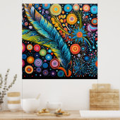 Kleurrijke heldere psychedelische BOHO Abstract Poster (Keuken)