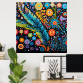 Kleurrijke heldere psychedelische BOHO Abstract Poster (Thuiskantoor)