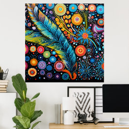 Kleurrijke heldere psychedelische BOHO Abstract Poster