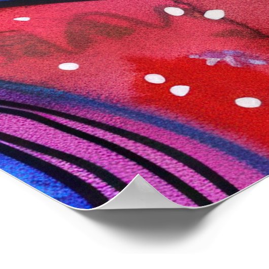 Kleurrijke Heldere Psychedelische Kattenmuur Print (Hoek)