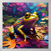 Kleurrijke heldere psychedelische kikker muurprint poster (Voorkant)