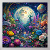 Kleurrijke Heldere Psychedelische Maanlicht Muur P Poster (Voorkant)