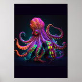 Kleurrijke Heldere Psychedelische Octopus Sealife Poster (Voorkant)