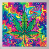 Kleurrijke heldere psychedelische onkruidmuurprint poster (Voorkant)