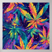 Kleurrijke heldere psychedelische onkruidmuurprint poster (Voorkant)