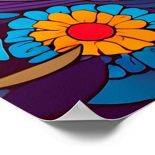 Kleurrijke heldere psychedelische Trippy Lady Wall Poster (Hoek)