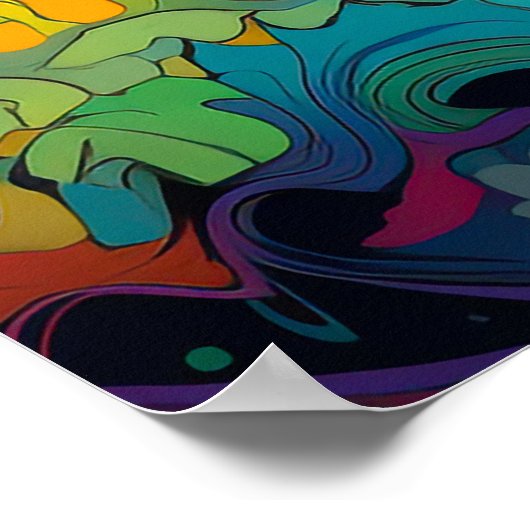 Kleurrijke heldere psychedelische Trippy Lady Wall Poster (Hoek)