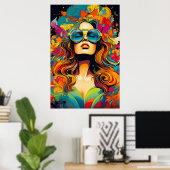 Kleurrijke heldere psychedelische Trippy Lady Wall Poster (Thuiskantoor)