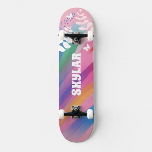 Kleurrijke Heldere Rainbow Pride Patroon Bloemenro Persoonlijk Skateboard (Voorkant)