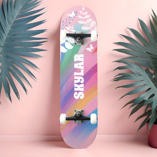 Kleurrijke Heldere Rainbow Pride Patroon Bloemenro Persoonlijk Skateboard