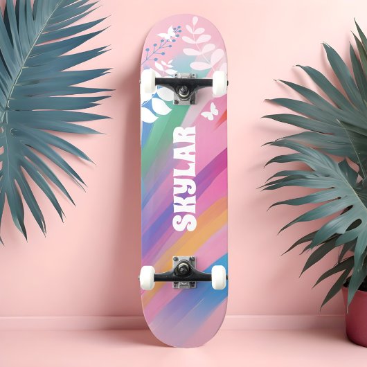 Kleurrijke Heldere Rainbow Pride Patroon Bloemenro Persoonlijk Skateboard