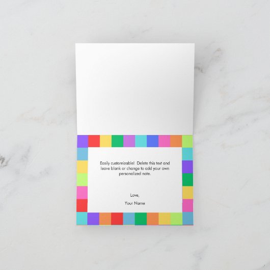 Kleurrijke heldere regenboog bedankkaart (Binnen)