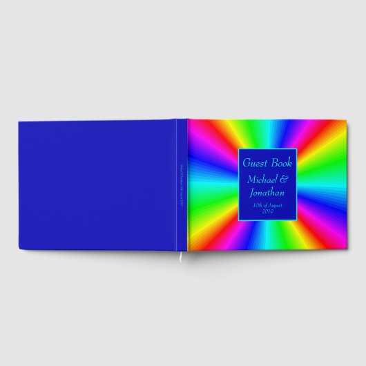 Kleurrijke heldere regenboog bruiloft gastenboek (Volledig)