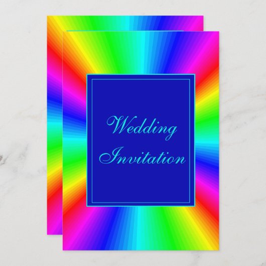 Kleurrijke heldere regenboog bruiloft kaart (Voorkant / Achterkant)