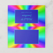 Kleurrijke heldere regenboog bruiloft plaatskaartje (Buitenkant ongevouwen)