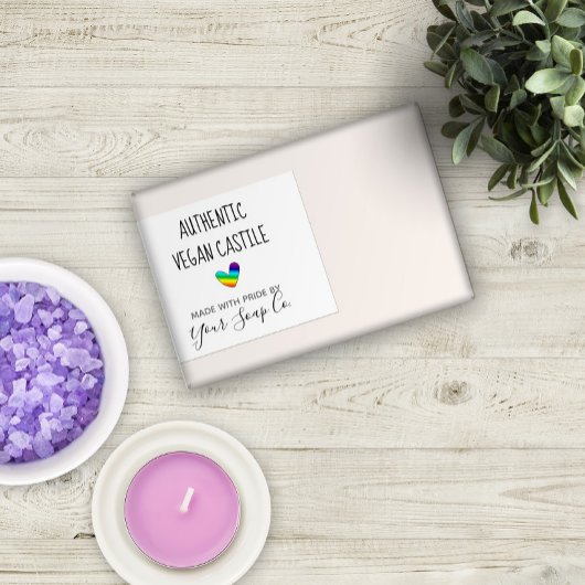 Kleurrijke heldere regenboog hart zeep labels