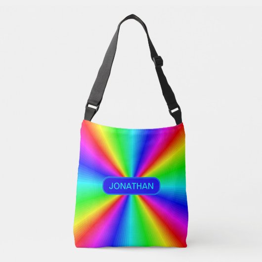 Kleurrijke, heldere regenboog op maat crossbody tas (Voorkant)