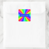 Kleurrijke, heldere regenboog op maat vierkante sticker (Tas)