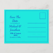 Kleurrijke, heldere regenboogbruiloft bespaart de  aankondigingskaart (Achterkant)