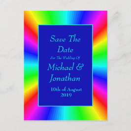 Kleurrijke, heldere regenboogbruiloft bespaart de  aankondigingskaart