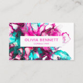 Kleurrijke, heldere, roze, Abstracte marmerkunst Visitekaartje (Voorkant)