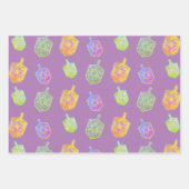 Kleurrijke Heldere Spinning Dreidels Paarse Chanoe Inpakpapier Vel (Voorkant 2)