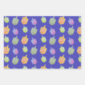 Kleurrijke Heldere Spinning Dreidels Paarse Chanoe Inpakpapier Vel (Voorkant)