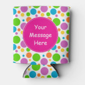 Kleurrijke, heldere Stippen Patroon Roze Aangepast Blikjeskoeler (Voorkant)