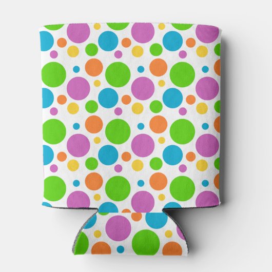 Kleurrijke, heldere Stippen Patroon Roze Aangepast Blikjeskoeler (Achterkant)