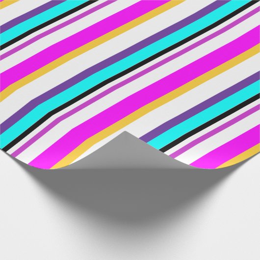 Kleurrijke heldere strepen geometrisch cadeaupapier (Hoek)