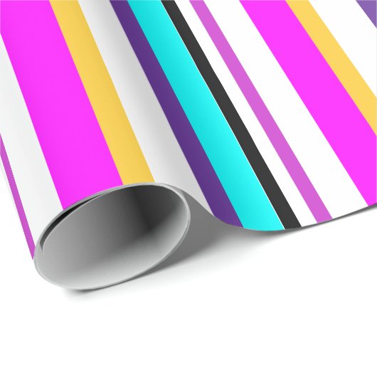 Kleurrijke heldere strepen geometrisch cadeaupapier (Rol Hoek)