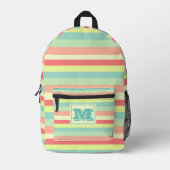 Kleurrijke heldere strepen moderne monogram bedrukte rugzak (Voorkant)