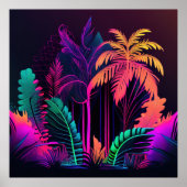 Kleurrijke heldere tropische palmbomen muurprint poster (Voorkant)