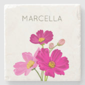 Kleurrijke Heldere Tuin Kosmos Bloemen Custom Stenen Onderzetter (Voorkant)