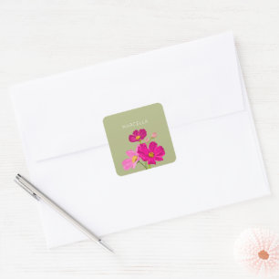 Kleurrijke Heldere Tuin Kosmos Bloemen Custom Vierkante Sticker