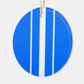 Kleurrijke, heldere, verticale, witte racestrepen keramisch ornament (Links)