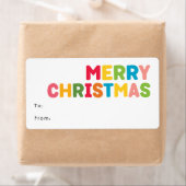 Kleurrijke & Heldere Vrolijke Kerst Rechthoekige G Etiket (Insitu)