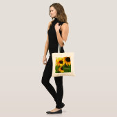Kleurrijke, heldere zonnebloemen, speciaal geperso tote bag (Voorkant (model))