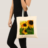 Kleurrijke, heldere zonnebloemen, speciaal geperso tote bag (Voorkant (product))