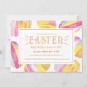 Kleurrijke helderroze paaseierstunt kaart (Voorkant)